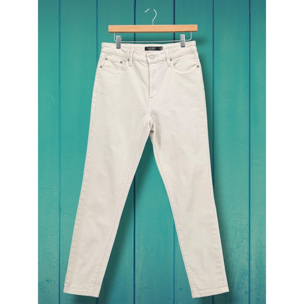 Lauren Ralph Lauren Cream Slim High Rise Neutral Denim Jeans Size 8